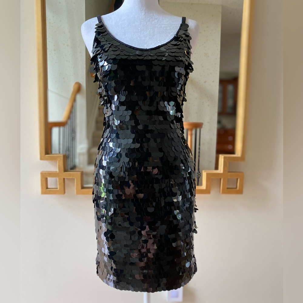 🪩 Elegant Black Sequin Mini Dress by Black Tie sz 4